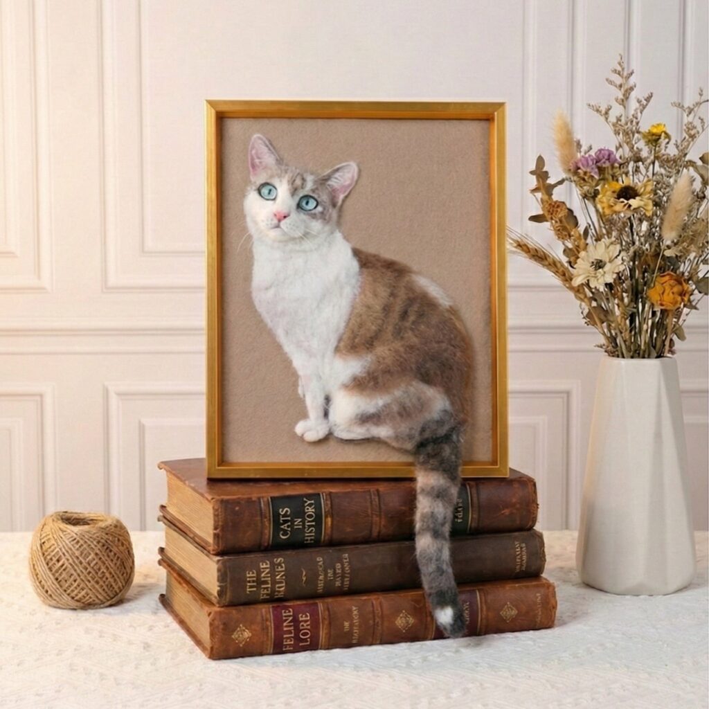 Wool-Painted Pet Portrait Head with Body