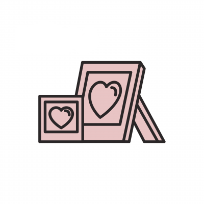 Illustration of framed pet portraits