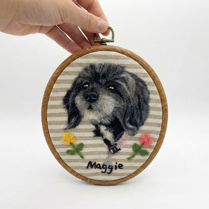 Felted pet hoop artwork by Pawloom Studio