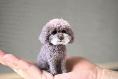 Handheld miniature wool poodle figurine by Pawloom Studio