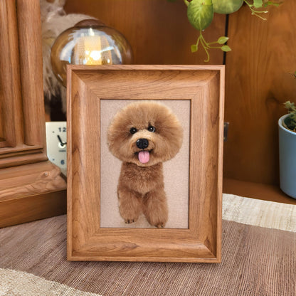 Custom wool-painted brown poodle portrait by Pawloom Studio